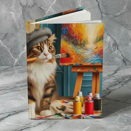 Tabby Cat Artist Beret Painting Studio