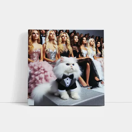 White Persian Cat Tuxedo Fashion Show