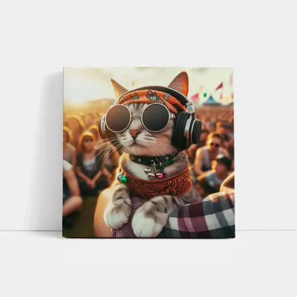 Festival Cat Wearing Sunglasses and Headphones