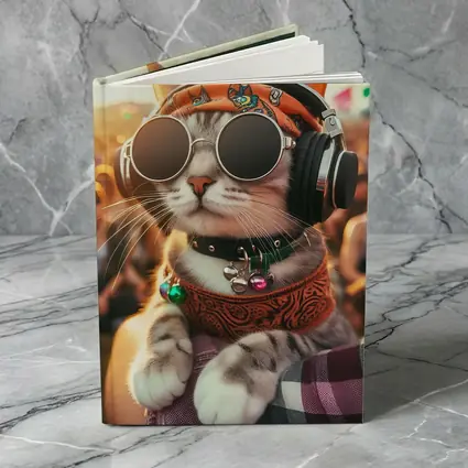 Festival Cat Wearing Sunglasses and Headphones