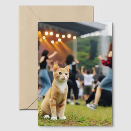Orange Tabby Kitten at Outdoor Music Festival