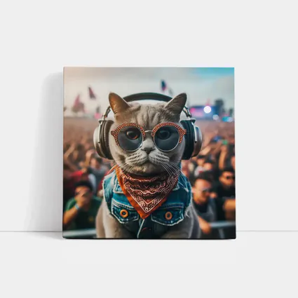 Cool Cat DJ Headphones Music Festival Crowd