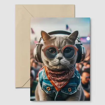 Cool Cat DJ Headphones Music Festival Crowd