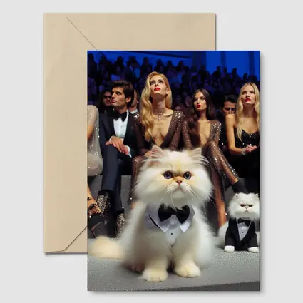 Persian Cats In Tuxedos At Fashion Show