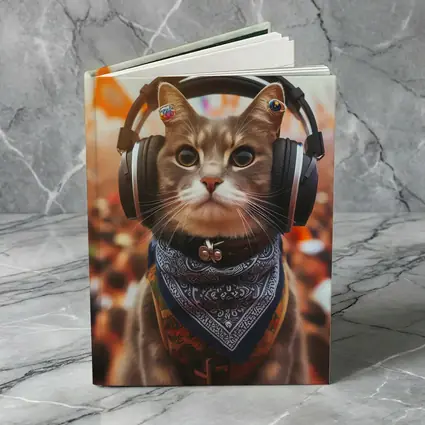 Cool Cat With Headphones At Music Festival
