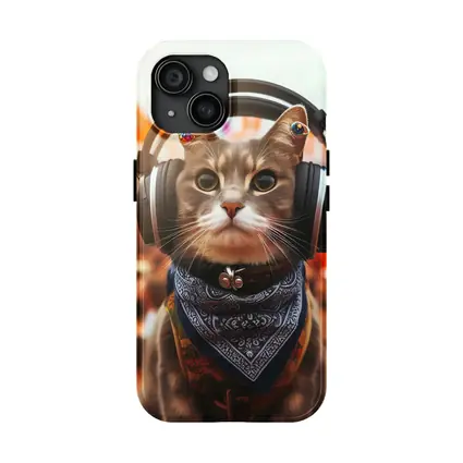 Cool Cat With Headphones At Music Festival