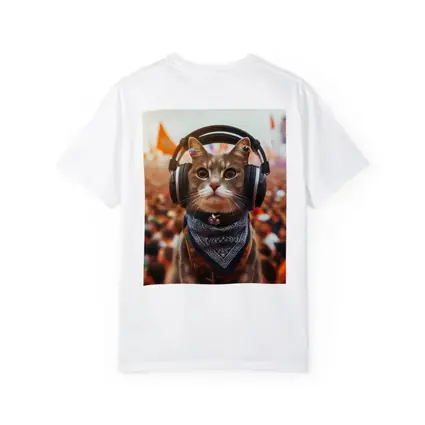 Cool Cat With Headphones At Music Festival
