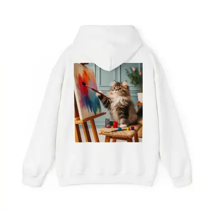 Fluffy Cat Painting on Canvas Art Studio