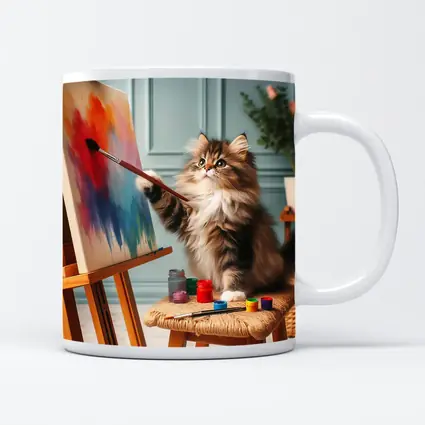 Fluffy Cat Painting on Canvas Art Studio