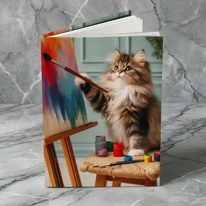 Fluffy Cat Painting on Canvas Art Studio