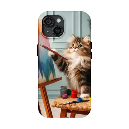 Fluffy Cat Painting on Canvas Art Studio