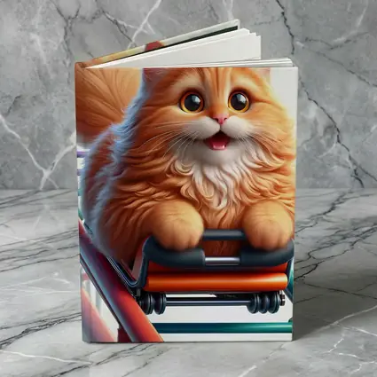 Fluffy Orange Cat Riding Roller Coaster