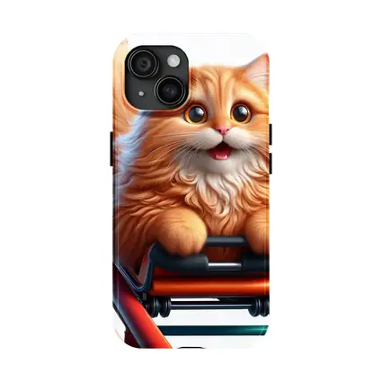 Fluffy Orange Cat Riding Roller Coaster