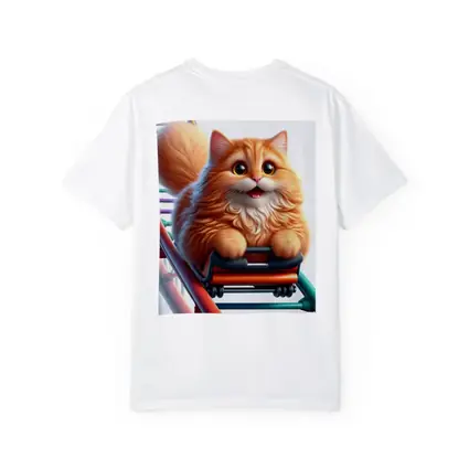 Fluffy Orange Cat Riding Roller Coaster