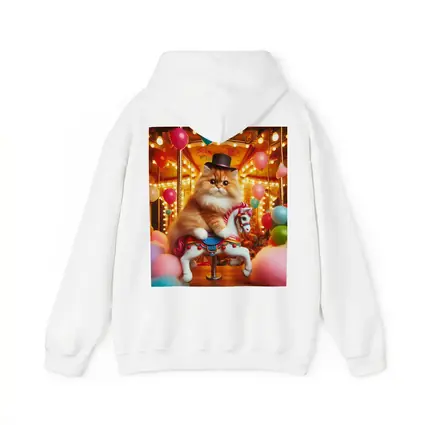 Persian Cat Riding Carousel Colorful Balloons