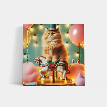 Orange Cat Riding Carousel Horse Fairground