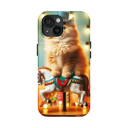 Orange Cat Riding Carousel Horse Fairground
