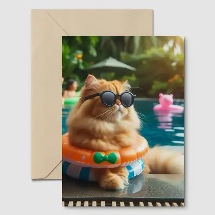 Persian Cat Sunglasses Pool Party Summer