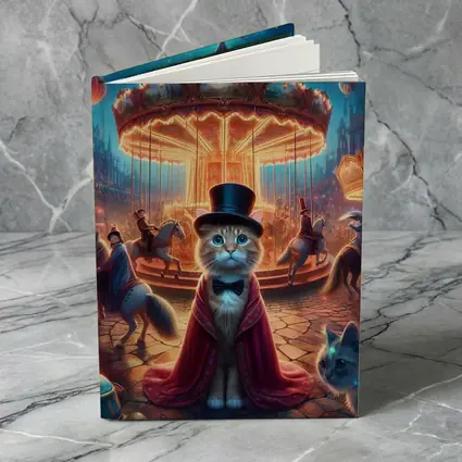 Cat Magician At Glowing Carnival Carousel Night