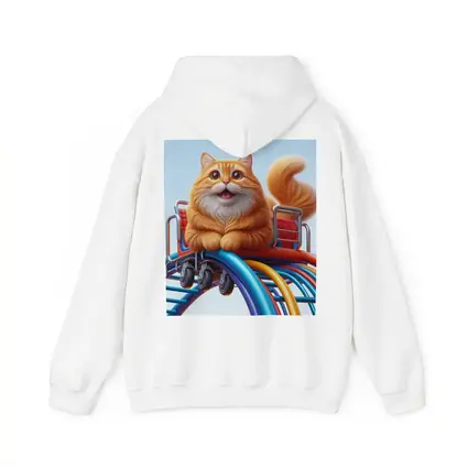 Orange Cat Riding Roller Coaster Cartoon Art
