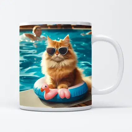 Orange Persian Cat Sunglasses Pool Summer