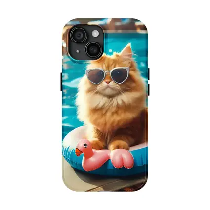 Orange Persian Cat Sunglasses Pool Summer