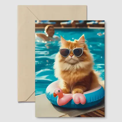 Orange Persian Cat Sunglasses Pool Summer