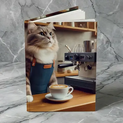 Cat Barista Making Coffee in Cafe
