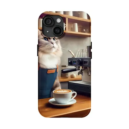 Cat Barista Making Coffee in Cafe