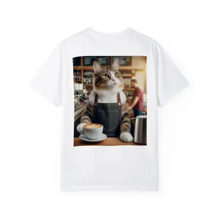 Tabby Cat Barista Working Coffee Shop