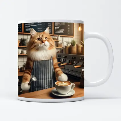 Orange Cat Barista Coffee Shop Cafe