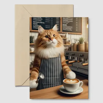 Orange Cat Barista Coffee Shop Cafe
