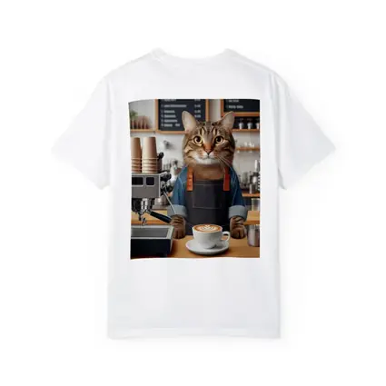 Tabby Cat Barista Coffee Shop Art