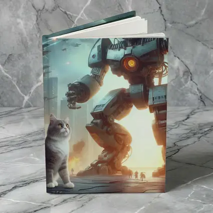Cat and Giant Robot Futuristic City Battle