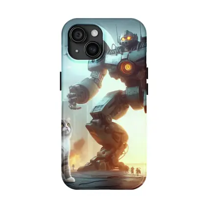 Cat and Giant Robot Futuristic City Battle
