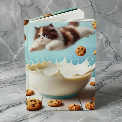 Persian Kitten Diving Into Milk Bowl
