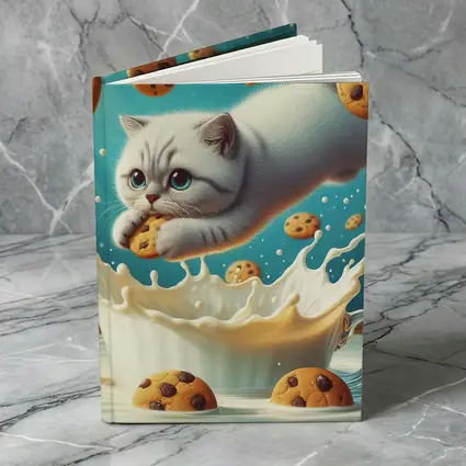 White Cat Diving Into Milk Cookie Fantasy