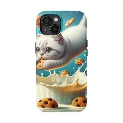 White Cat Diving Into Milk Cookie Fantasy