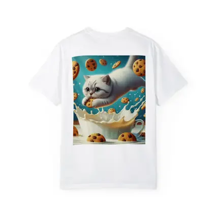 White Cat Diving Into Milk Cookie Fantasy