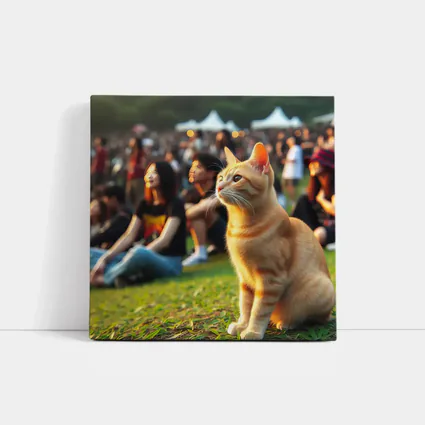 Orange Tabby Cat At Outdoor Music Festival