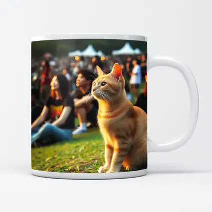 Orange Tabby Cat At Outdoor Music Festival