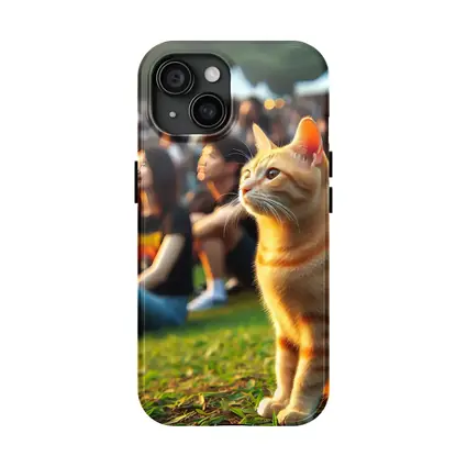 Orange Tabby Cat At Outdoor Music Festival