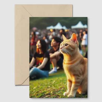 Orange Tabby Cat At Outdoor Music Festival