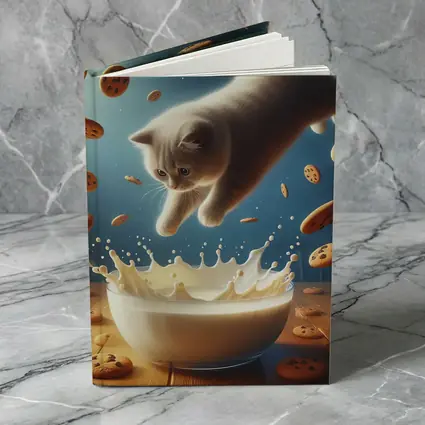 British Shorthair Kitten Diving Into Milk Bowl