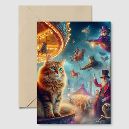 Orange Cat Fantasy Circus Carnival Night