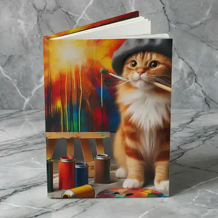 Scottish Fold Cat Artist Beret Painting Studio