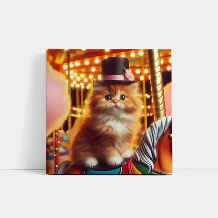 Fluffy Orange Kitten Top Hat Carousel