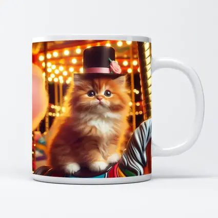 Fluffy Orange Kitten Top Hat Carousel