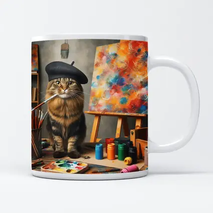 Artist Cat Beret Painting Studio Art