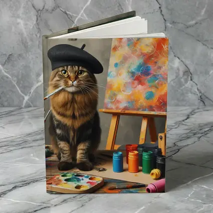 Artist Cat Beret Painting Studio Art